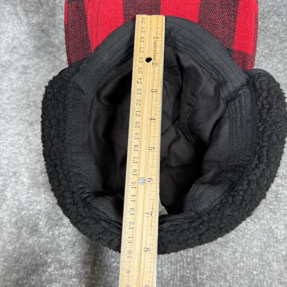Eddie Bauer Hat Red Buffalo Plaid Wool Blend Trapper - Picture 8 of 8
